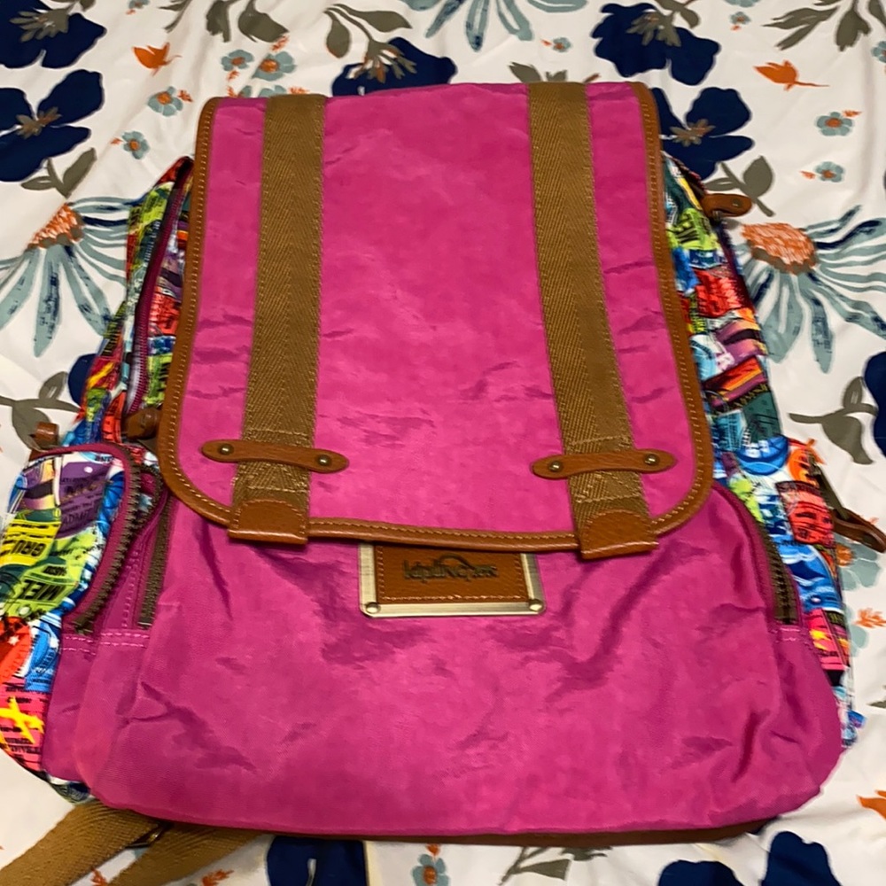 Kipling pink travel backpack